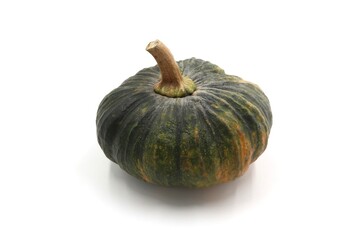 green pumpkin on white background