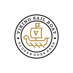 viking sail boat logo design