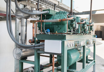Chiller in refrigeration system in cold storage industry.