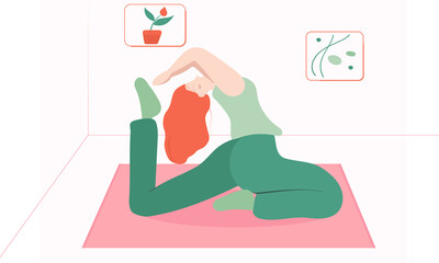 Obraz premium girl yoga stay at home