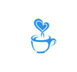 cup of coffee love vector image sign simple blue