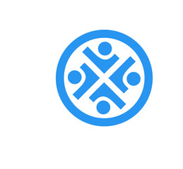 four  humans  silhouette circle vector image sign simple blue