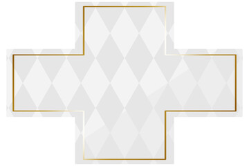 クロスフレーム　ホワイト＆ゴールド　全面にダイヤパターン　横位置