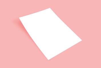 white blank A4 papers with shadows on the pink background. Templates for presentation of design like flyer, cover, poster. mock up design template