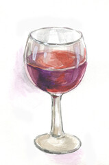 glass with red wine sketch 