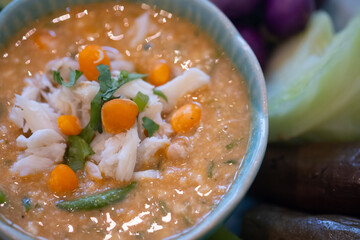 Crab roe chilli sauce, Thai spicy food and nice healthy meal