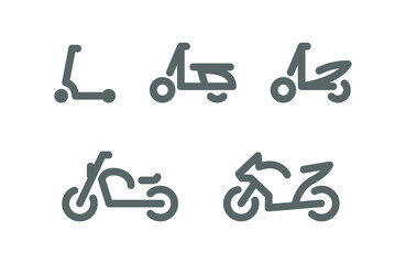 Set of motorbikes icons, line silhouette © deonissio123