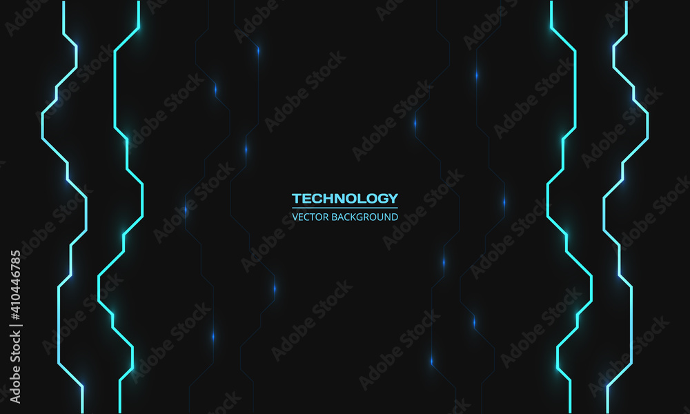 Poster Abstract technology big data background with light neon effect. Futuristic modern geometric hi-tech background with energy lightning effect.