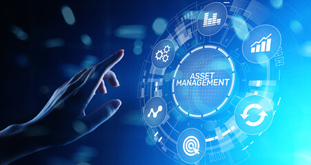 Asset management concept on virtual screen. Business Technology concept.