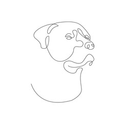Head of Dog One Line Drawing. Cute Dog Continuous Single Line Art Drawing Trendy Style Isolated on White Background. Vector EPS 10.