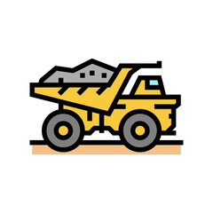 dump truck stone transportation color icon vector. dump truck stone transportation sign. isolated symbol illustration