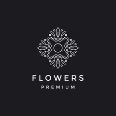 Abstract elegant flower logo icon vector design. Universal creative premium symbol. in black backround