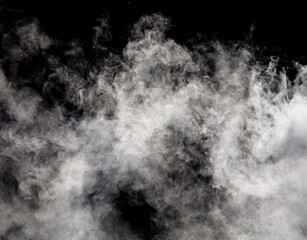 White smoke on a black background. Texture