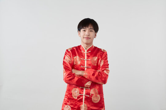 Asian Man In Traditional Oriental Costume