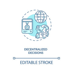 Decentralized decisions concept icon. Industry 4.0 design principle idea thin line illustration. Driving better decision-making. Vector isolated outline RGB color drawing. Editable stroke