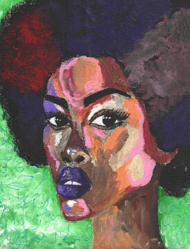 Black lives matter. African woman portrait pop art style picture. African woman painting. Colorful Exotic Portrait of a Beautiful Dark Skinned Woman 