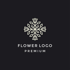 Abstract elegant flower logo icon vector design. Universal creative premium symbol. in black backround