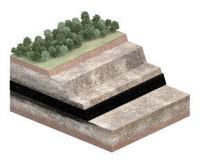 part of ground cut of coal layer