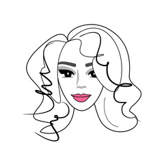 Young woman face - vector illustration isolated on white background.