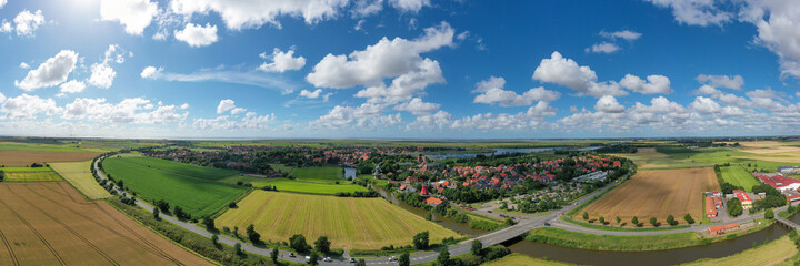 Fototapeta premium Drone aerial view, City shot of Greetsiel
