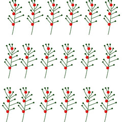 Seamless flowers pattern red green leaf abstract vector design