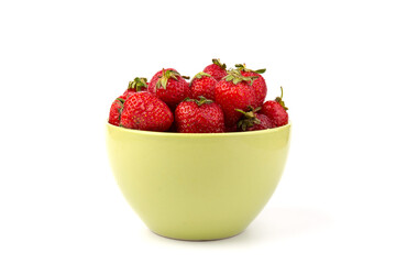 Ripe strawberries isolated on white background, place for text