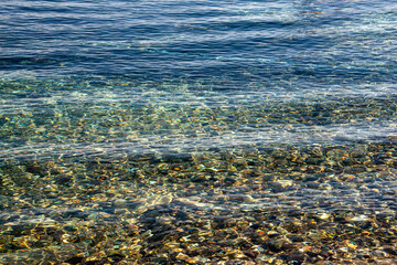 gentle waves on transparent water