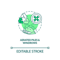 Aerated piles and windrows concept icon. On-farm composting idea thin line illustration. Forming organic waste into long piles rows. Vector isolated outline RGB color drawing. Editable stroke