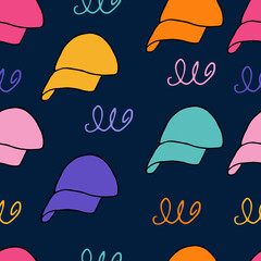 Doodle Cap seamless pattern. hand drawn of a Cap background. Vector illustration
