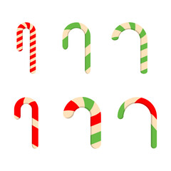 Set of realistic sweets on a white background. Christmas candy cane vector illustration.