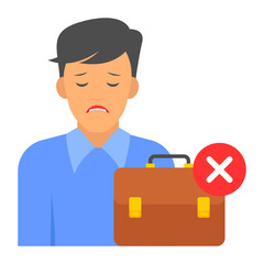 Jobless Person Concept, Executive Dismessed Vector color Icon Design, hrm symbol on white background, layoff Sign, Business character stock illustration