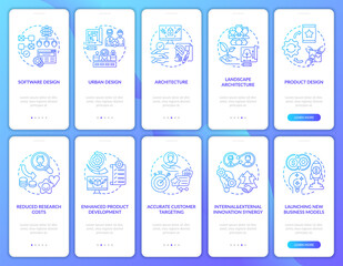 Fototapeta premium Co-creation process onboarding mobile app page screen with concepts set. Product development, innovations walkthrough 5 steps graphic instructions. UI vector template with RGB color illustrations