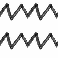 Fototapeta premium Painted Zig-Zag ornament. Dry Ink. Doodle hand-crafted style. Brush stroke. Endless repeatable pattern. Hight resolution and quality. Gift wrapping and interior wall paper design. Black and white