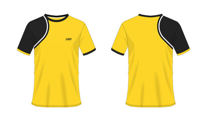 T-shirt yellow and black soccer or football template for team club on white background. Vector illustration eps 10.