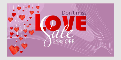 Happy Valentine's Day poster sale priomotion design 