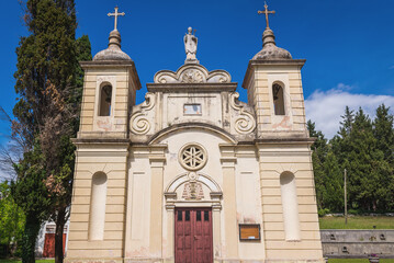 Fototapeta na wymiar Church next to seat of Archdiocese of Bar in Burtaisi village, Montenegro