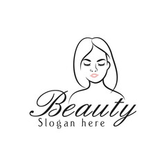 beauty woman logo design, illustration feminine woman logo, beauty salon logo icon line outline modern vector template