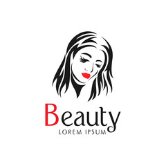 illustration woman face logo design modern, beauty salon logo,feminine vector template