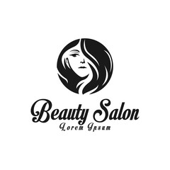 beautiful woman face logo in circle,beauty salon logo,feminine,face woman illustration modern vector template
