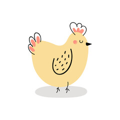  Cute chicken isolated on white background. Easter chicken