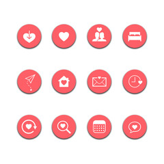 Collection and set icon with velentine festival and love theme. vector icon set on white background.