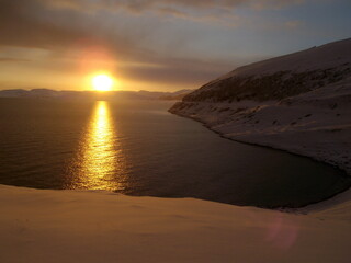 Northern norway with its snow-capped coasts
