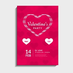 Fototapeta na wymiar Happy Valentine's Day Party. Beautiful Background with heart shape. It is suitable for banners, posters, flyers, invitations, etc. Vector illustration