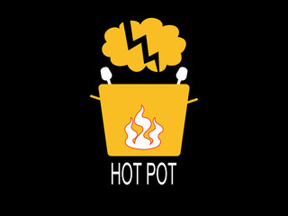 Boiling pot on fire.