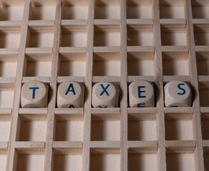 Wooden Letters with Word Taxes