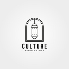 ramadan lantern emblem logo vector line ar minimal symbol illustration design