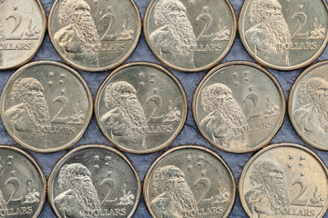 Australian Dollar Coins arranged next to each other