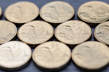 Australian Dollar Coins arranged next to each other