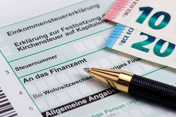 Formular für Steuererklärung an Finanzamt