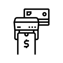 phone and card contactless pay pos terminal line icon vector. phone and card contactless pay pos terminal sign. isolated contour symbol black illustration